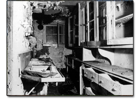 Damaged Kitchen in the 1970's